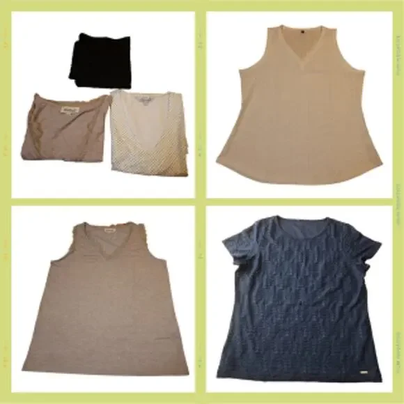 3PK Neutral Sleeveless Shell Tops Sz L Black Ivory Beige Workwear Basics EUC - Picture 2 of 16